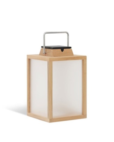 Lampe d'extérieur LED rechargeable et solaire bois H40cm