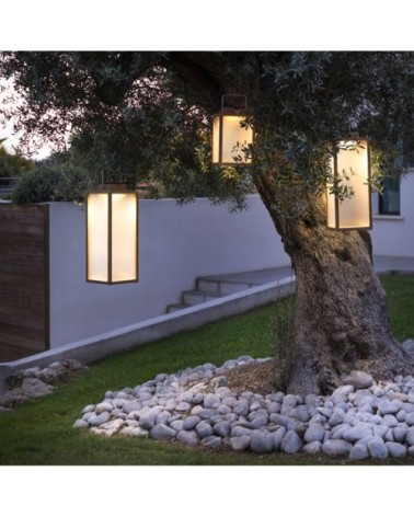 Lampe d'extérieur LED rechargeable et solaire bois H40cm