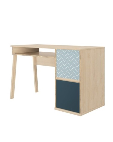 Bureau avec 1 niche et 2 portes - Beige et bleu