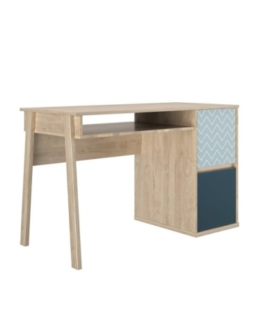 Bureau avec 1 niche et 2 portes - Beige et bleu