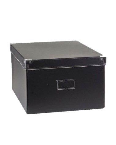 Boite de rangement noir avec porte étiquette - 35 x 28 x H18cm