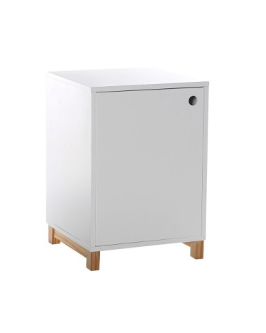 Caisson Blanc 1 porte avec Pieds en Bois - H57cm