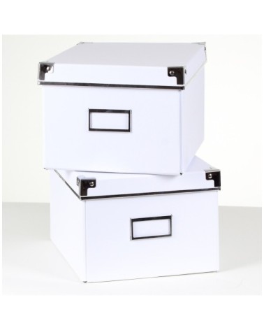 Lot de 2 boîtes de rangement carton blanches - L21xP26xH15 cm