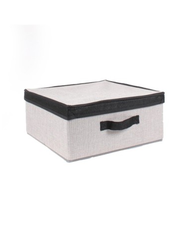 Boîte tissu papyrus gris avec couvercle