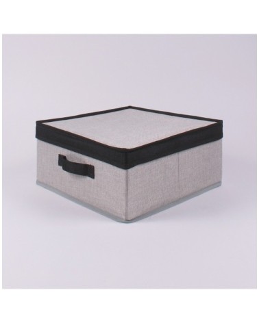 Boîte tissu papyrus gris avec couvercle