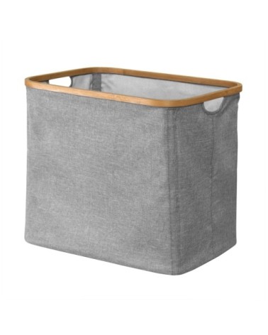 Panier à linge pliable cadre bambou coloris gris