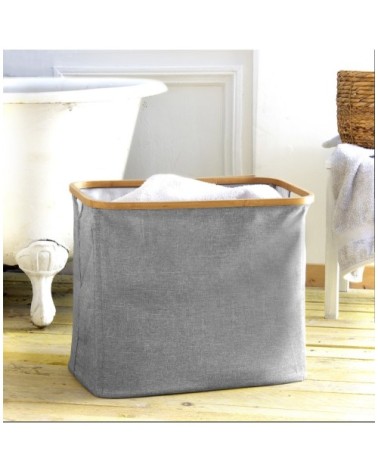 Panier à linge pliable cadre bambou coloris gris