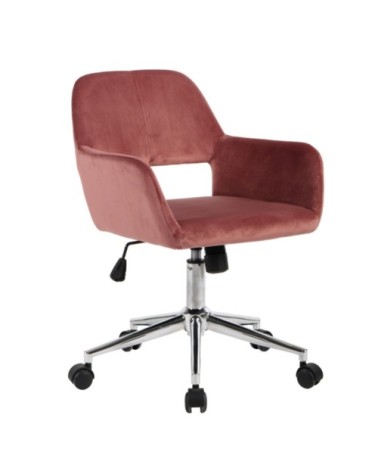 Fauteuil de bureau en velours ajustable - Rose