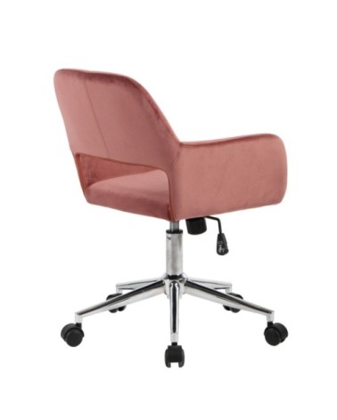 Fauteuil de bureau en velours ajustable - Rose