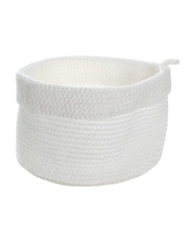 Panier rond maille crochet blanc H17cm x L20cm x l20cm