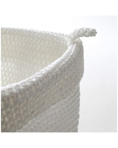 Panier rond maille crochet blanc H17cm x L20cm x l20cm