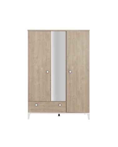 Armoire 3 portes 1 tiroir effet bois Enfant 136 x 195cm