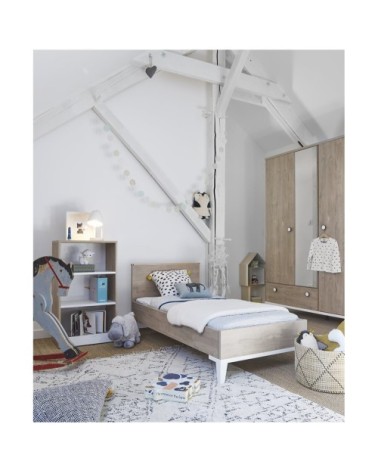 Armoire 3 portes 1 tiroir effet bois Enfant 136 x 195cm