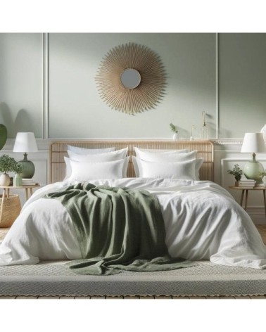 Housse de couette lin lavé blanc pur 240x220