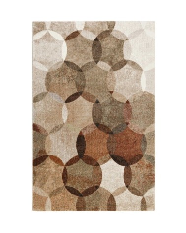 Tapis contemporain motifs cercles bruns 120x170