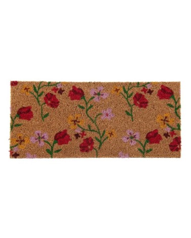 Paillasson en fibre de coco imprimé floral multicolore 25x55