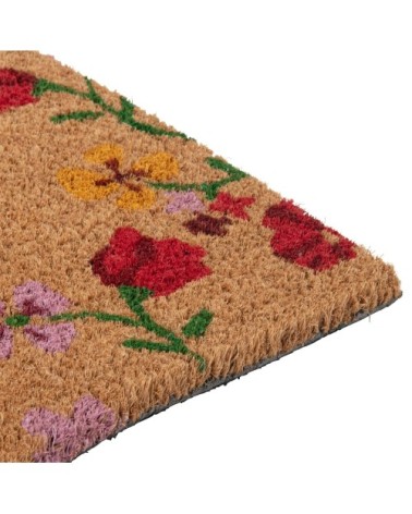 Paillasson en fibre de coco imprimé floral multicolore 25x55