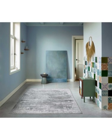 Tapis plat motif cachemire tons de gris 160x230