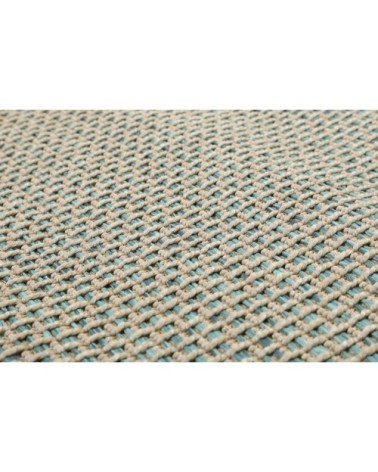 Tapis exterieur tissé plat motif turquoise beige 133x200