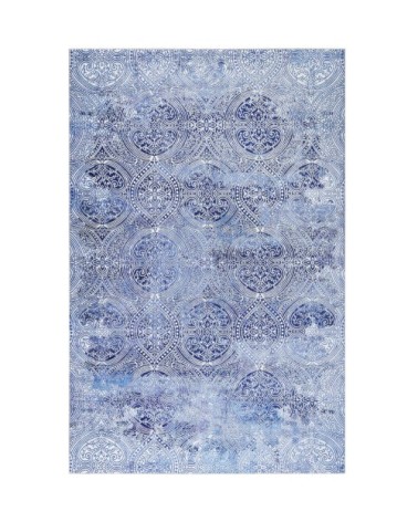 Tapis plat motif cachemire tons de bleus 120x170