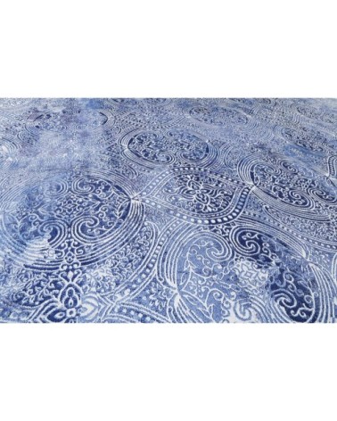 Tapis plat motif cachemire tons de bleus 120x170