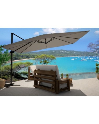 Parasol gris déporté rectangle 3 x 4 m