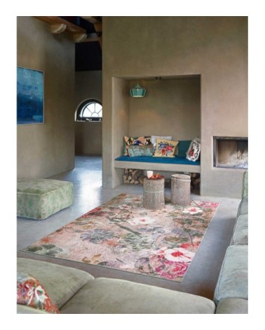 Tapis plat motif floral coloré bohème 160x230