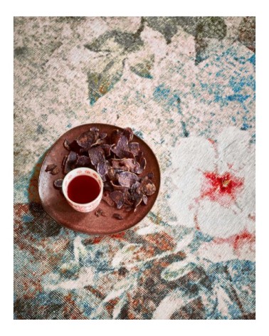 Tapis plat motif floral coloré bohème 160x230