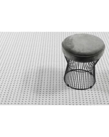 Tapis exterieur tissé plat motif discret blanc et noir 120x170