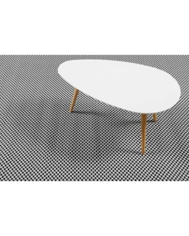 Tapis exterieur tissé plat motif damier blanc et noir 133x200