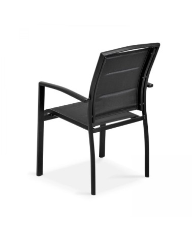 Lot de 2 fauteuils noir en aluminium et textilène noir