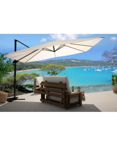 Parasol ecru déporté rectangle 3 x 4 m rotatif à 360