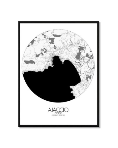 Affiche Ajaccio Carte ronde 40x50