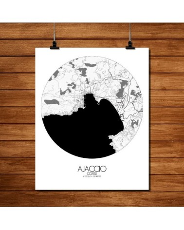 Affiche Ajaccio Carte ronde 40x50