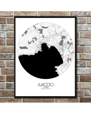 Affiche Ajaccio Carte ronde 40x50