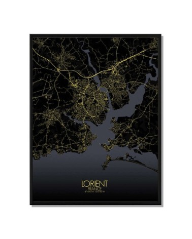 Affiche Lorient Carte Nuit 40x50
