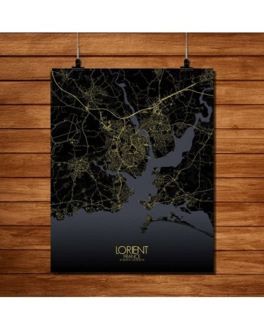 Affiche Lorient Carte Nuit 40x50