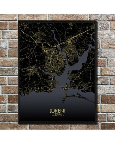 Affiche Lorient Carte Nuit 40x50