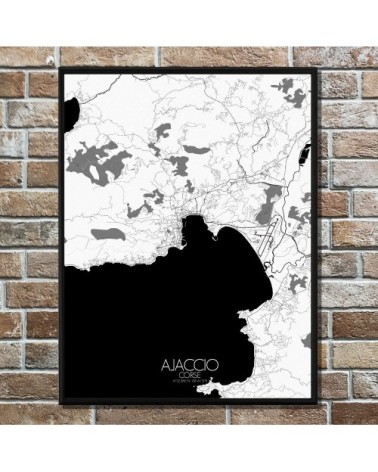 Affiche Ajaccio Carte N&B 40x50