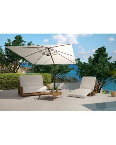 Parasol ecru déporté rectangle 3 x 4 m rotatif à 360