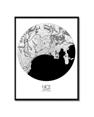 Affiche Nice Carte ronde 40x50