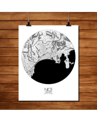 Affiche Nice Carte ronde 40x50