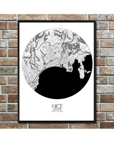 Affiche Nice Carte ronde 40x50