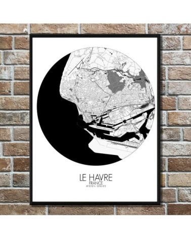 Affiche Le Havre Carte ronde 40x50