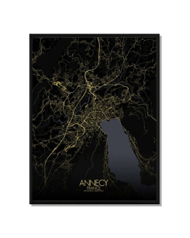 Affiche Annecy Carte Nuit 40x50