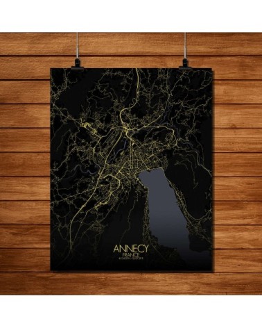 Affiche Annecy Carte Nuit 40x50