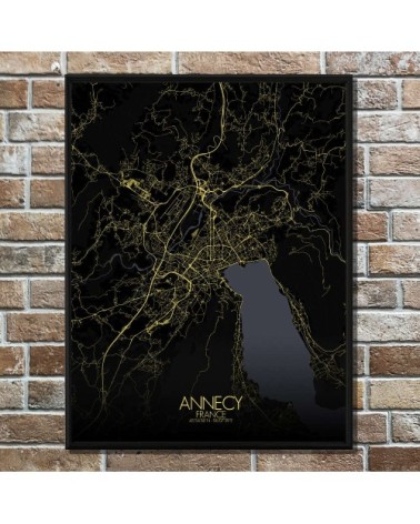 Affiche Annecy Carte Nuit 40x50