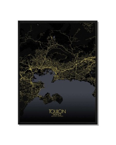 Affiche Toulon Carte Nuit 40x50