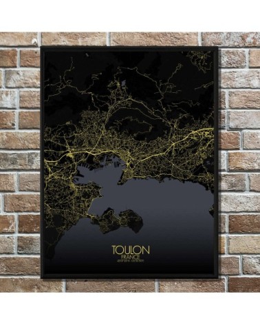 Affiche Toulon Carte Nuit 40x50