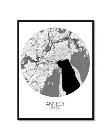 Affiche Annecy Carte ronde 40x50
